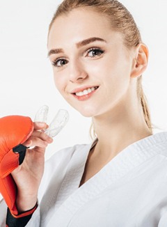 Woman boxer with mouthguard